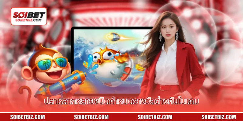 ปลาหลากหลายชนิดกำหนดรางวัลต่างกันในเกม